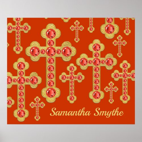 Budded Crosses with 12 Faux Garnets _ Poster
