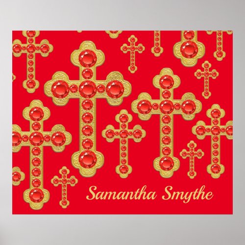 Budded Crosses with 12 Faux Rubies _ Poster