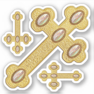 Budded Crosses with 5 Faux Opals - Contour Sticker