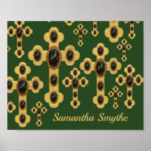 Budded Crosses with 6 Faux Bloodstones - Poster
