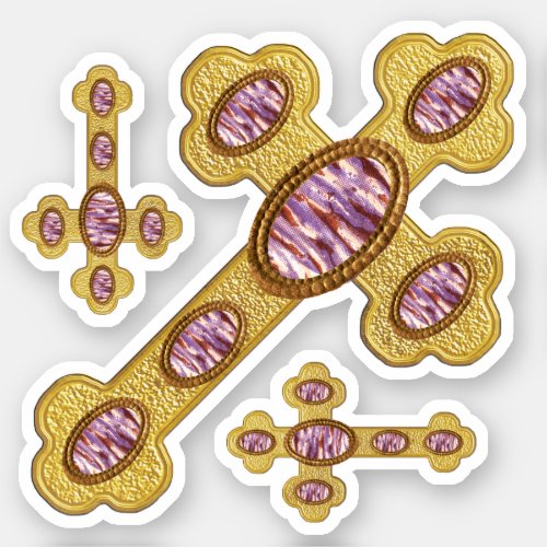 Budded Crosses with 6 Faux Purple Agates _ Contour Sticker