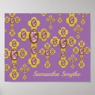 Budded Crosses with 6 Faux Purple Agates - Poster