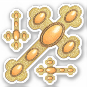 Budded Crosses with 6 Faux Sardonyx - Contour Sticker