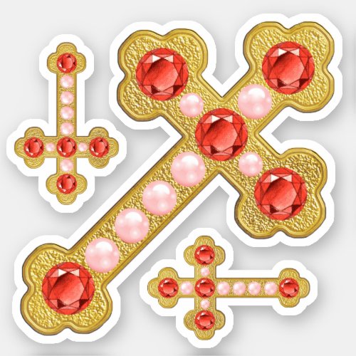 Budded Crosses with Faux Garnets  Pearls_Contour Sticker