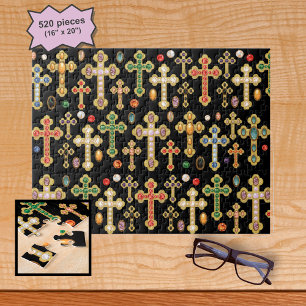 Budded Crosses with Faux Gemstones Jigsaw Puzzle