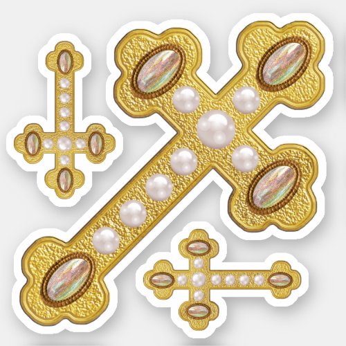 Budded Crosses with Faux Opals  Pearls _ Contour Sticker