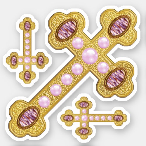 Budded Crosses with Faux Purple Agates  Pearls _ Sticker
