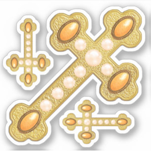 Budded Crosses with Faux Sardonyx & Pearls - Sticker