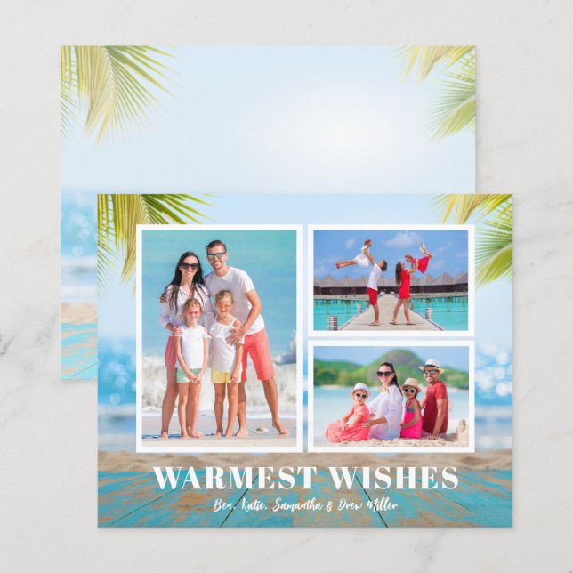 Buddget Tropical Beach Christmas Photo Card (Front/Back)