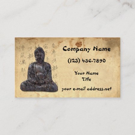 Buddha Aged Paper Asian Calligraphy Business Card