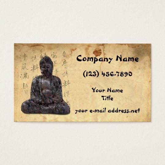 Buddha Aged Paper Asian Calligraphy Business Card