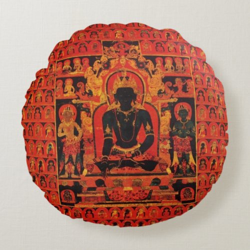 Buddha Akshobhya Tibetan Buddhist Thangka Round Pillow