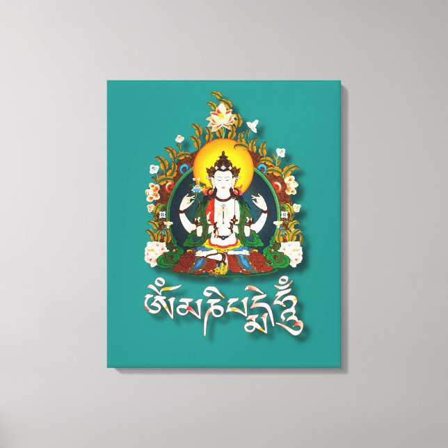 Buddha Amitabha Om Mani Padme Hum Tibetan Canvas Print (Front)