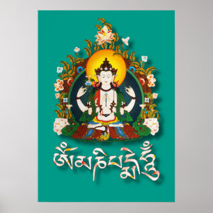 Buddha Amitabha Om Mani Padme Hum Tibetan Poster