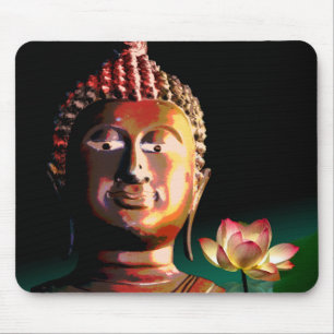 Buddha and Bloomed Lotus mousepad