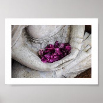 Buddha And Flowers Statue Poster by TINYLOTUS at Zazzle