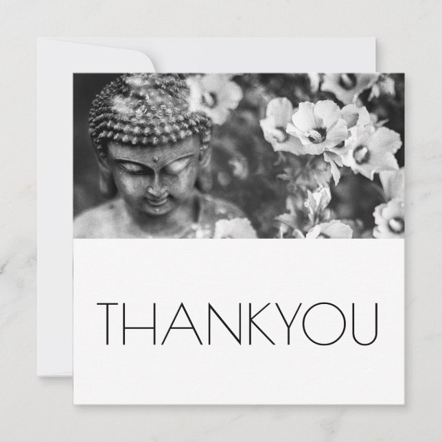 BUDDHA AND FLOWERS THANKYOU FLAT CARD (Front)