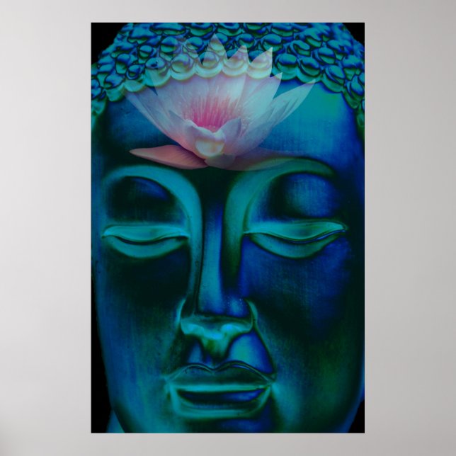 Buddha and Pink Waterlily Poster (Front)