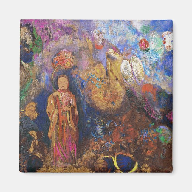 Buddha and the Flower by Odilon Redon Magnet (Front)