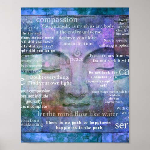Buddha Awakening spiritual art with quotes  Poster