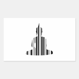 BUDDHA BAR CODE Buddhist Barcode Pattern Design Rectangular Sticker