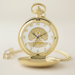 Buddha Beneath Sacred Tree Pocket Watch