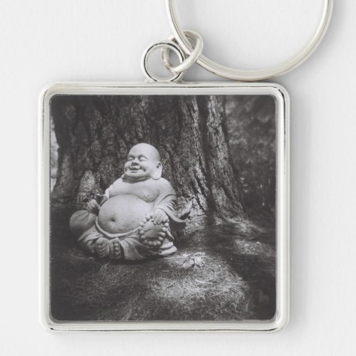 Buddha Black And White Photo Keychain