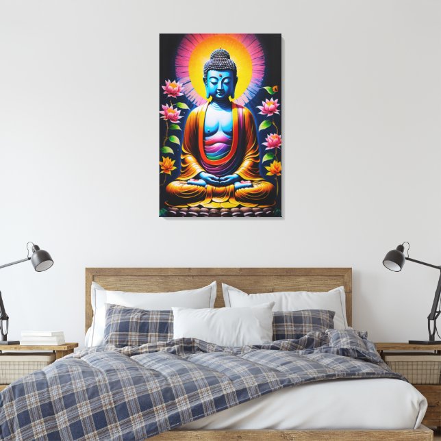 Buddha - Blooming Mindfulness Canvas Print (Insitu(Bedroom))