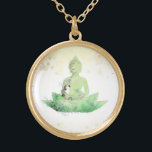 *~ Buddha Botanical Floral Lotus AP33 Gold Plated Necklace<br><div class="desc">(( search id AP33 for similar designs )) Simple and Minimal Abstract Boho Zen Watercolor soft with GOLD areas. There are options in shape and metal plating colors in Silver Plate and Gold Plate. * Energetically Enhanced Bohemian Botanical Garland / Bouquet Floral / Flowers Pastel Modern Popular softly Colorful Zen...</div>