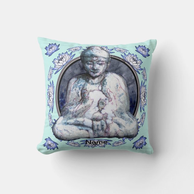 Buddha Breathe Throw Pillow (Front)