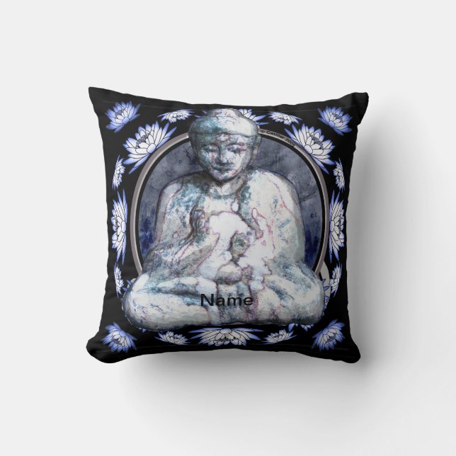 Buddha Breathe Throw Pillow (Front)
