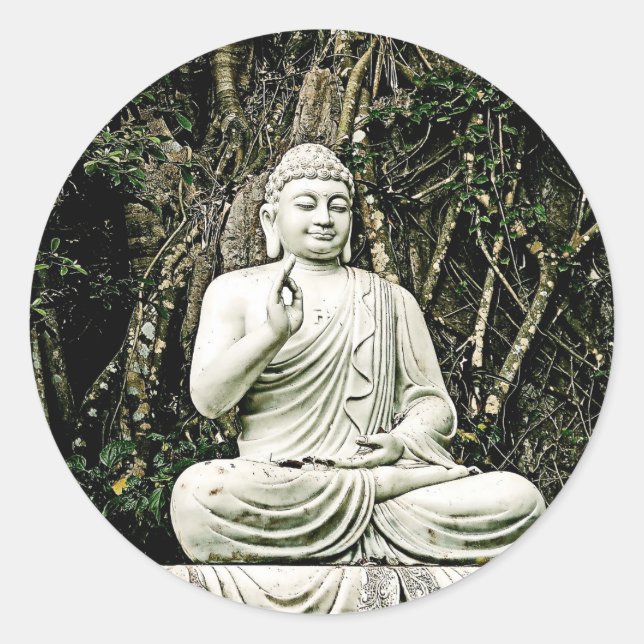 buddha, buddhism, asian, traditional, religion, classic round sticker (Front)