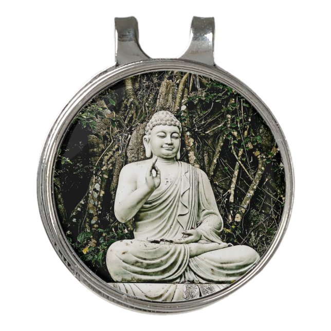 buddha, buddhism, asian, traditional, religion, golf hat clip (Front)