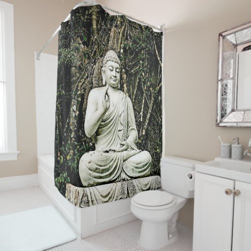 buddha buddhism asian traditional religion shower curtain