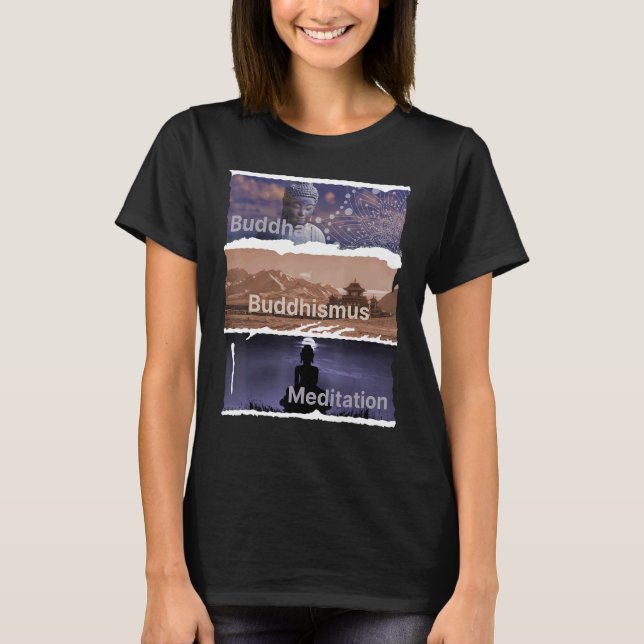 Buddha Buddhism Fashion Woman Men Meditation Purpl T-Shirt (Front)