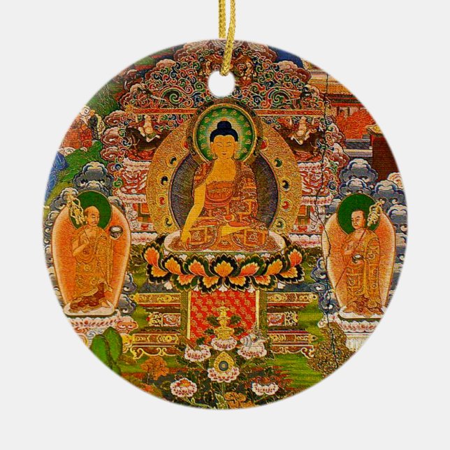 Buddha Buddhist Buddhism Blessing Boho Bohemian Ceramic Ornament (Front)