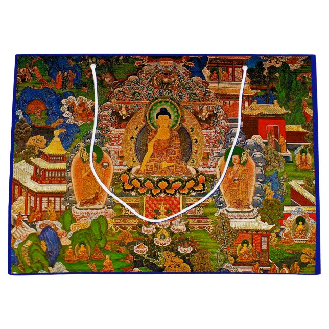 Buddha Buddhist Buddhism Blessing Boho Bohemian Large Gift Bag (Front)