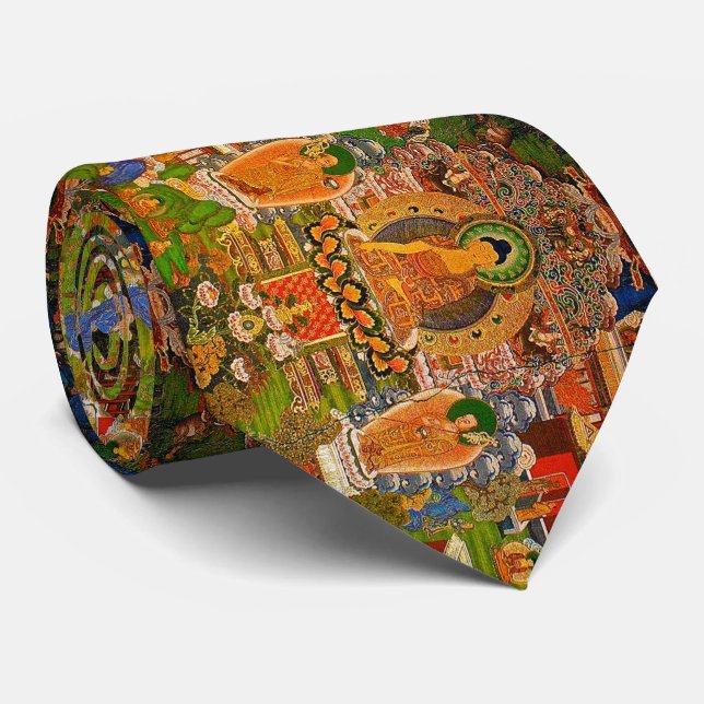 Buddha Buddhist Buddhism Blessing Boho Bohemian Neck Tie (Rolled)