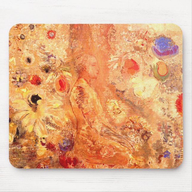 Buddha by Symbolist Painter Odilon Redon Mouse Pad (Front)