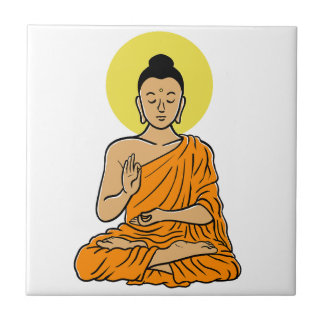 Buddha cartoon Buddhism.net Ceramic Tile