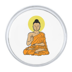 Buddha cartoon Buddhism.net  Silver Finish Lapel Pin
