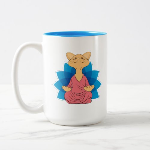 Buddha cat meditating _ Guru cat _ Namaste _ Stay  Two_Tone Coffee Mug