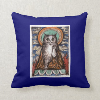 Buddha Cat Throw Pillow