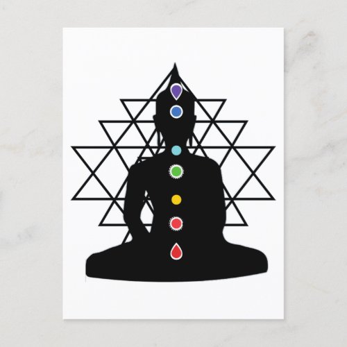 Buddha Chakras Yoga Design with Yantra Postcard