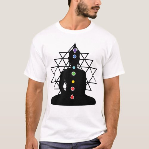 Buddha Chakras Yoga Design with Yantra T_Shirt