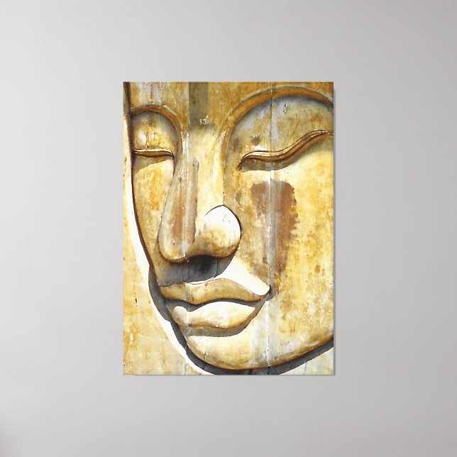 Buddha Close-up Black & White Canvas Print (Front)