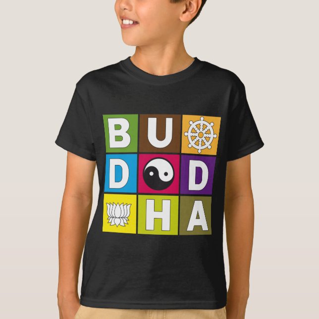 Buddha Colored Blocks T-Shirt (Front)