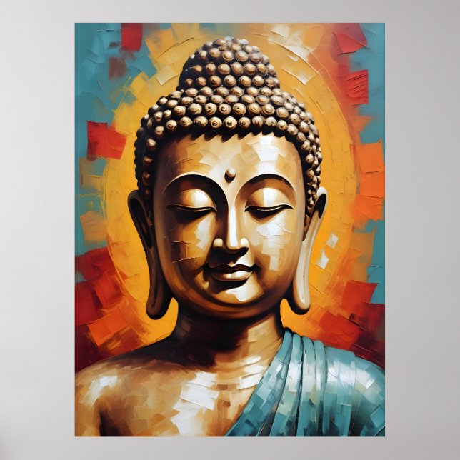 Buddha Colorful Painting - Modern Wall Art (Front)