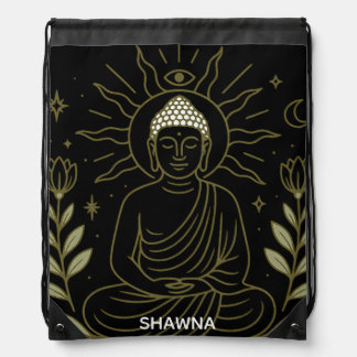 Buddha Custom Name Drawstring Bag