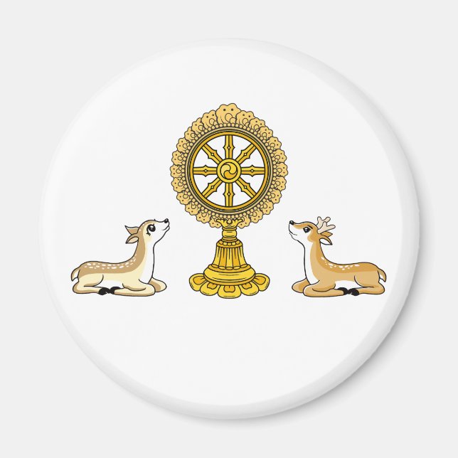 Buddha Dharma Wheel & Deers magnet (Front)